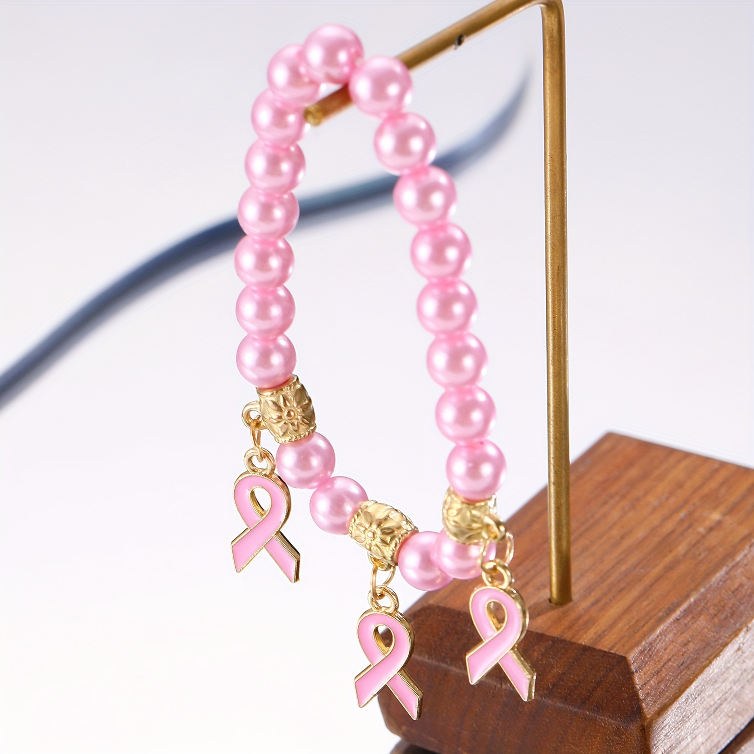 Women's Pink Beaded Bracelet, Elegant Everyday Wear